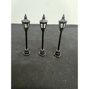 Set of 3 Mini Street Lamps – Christmas Village Accessories – Good Condition